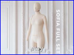 SOFIA FULL SET save 20 Soft anatomic tailor dress form with arms, head, rotation retainer and stand Fully pinnable mannequin