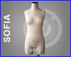 SOFIA Soft anatomic tailor dress form with legs and construction lines Tailor mannequin torso Fully pinnable With optional stand