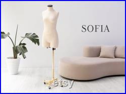 SOFIA Soft foam anatomic tailor dress form Collapsible shoulder dummy Pinnable half leg tailor mannequin Perfect for lingerie