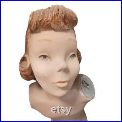 SPRITELY KID vintage girl mannequin with stand NO Arms 40's Victory roll Hairdo