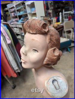 SPRITELY KID vintage girl mannequin with stand NO Arms 40's Victory roll Hairdo