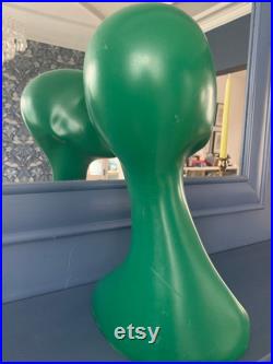 Seba original retro vintage display wig hat bust head green Made in England pop art rare