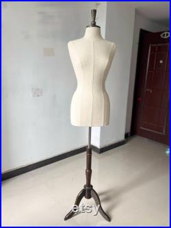 Sewing Coats Display Dress Display Vintage Chest Size 94cm Dark Wooden Base Linen Mannequin Dress Form Teressa