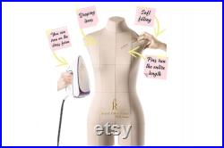 Sewing Dress form Soft Flexible Fully Pinnable Professional Female Mannequin with Adjustable Stand Mannequin torso Monica Light Beige