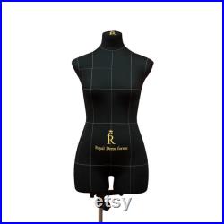 Sewing Dress form Soft Flexible Fully Pinnable Professional Female Mannequin with Adjustable Stand Mannequin torso Monica Light Black