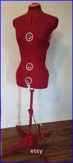 Sewing dress form mannequin adjustable size bust 32- 38 stand hem guide red women
