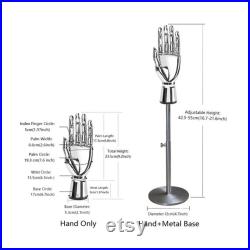 Silver Chrome Gold Female Hand Dress Form,Luxury Plate Hand Mannequin Torso,Ring Bracelet Sunglasses Hat Jewelry Display Hand Model Props
