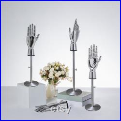 Silver Chrome Gold Female Hand Dress Form,Luxury Plate Hand Mannequin Torso,Ring Bracelet Sunglasses Hat Jewelry Display Hand Model Props