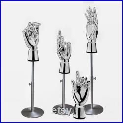 Silver Chrome Gold Female Hand Dress Form,Luxury Plate Hand Mannequin Torso,Ring Bracelet Sunglasses Hat Jewelry Display Hand Model Props
