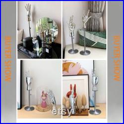 Silver Chrome Gold Female Hand Dress Form,Luxury Plate Hand Mannequin Torso,Ring Bracelet Sunglasses Hat Jewelry Display Hand Model Props