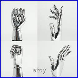 Silver Chrome Gold Female Hand Dress Form,Luxury Plate Hand Mannequin Torso,Ring Bracelet Sunglasses Hat Jewelry Display Hand Model Props