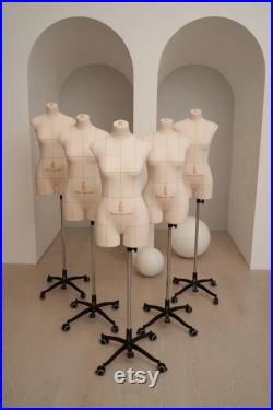Soft tailor s dress form Monica, Light set. Dressmaker mannequin, Sewing torso, Dress making model