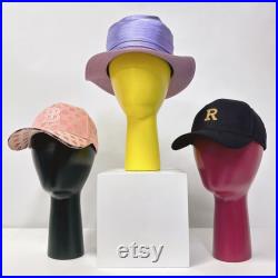 Solid Wood Hand Head Model, Green Yellow Rose Red Black Real Wooden Display Mannequin Head Form for Hat Sunglasses Window Props 36cm 31.5cm