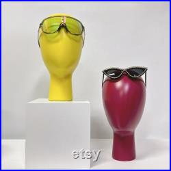 Solid Wood Hand Head Model, Green Yellow Rose Red Black Real Wooden Display Mannequin Head Form for Hat Sunglasses Window Props 36cm 31.5cm
