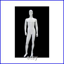 Stylish Male Glossy White Full Body Abstract Mannequin With Base XDM03