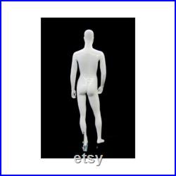 Stylish Male Glossy White Full Body Abstract Mannequin With Base XDM03