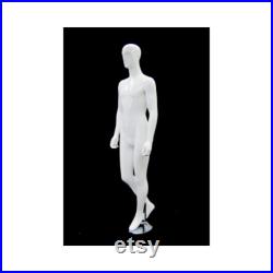 Stylish Male Glossy White Full Body Abstract Mannequin With Base XDM05