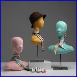 Suede mannequin head, Wig Hat stand,female headpiece display jewelry EARRING head block, dress form model dummy,headphone stand head