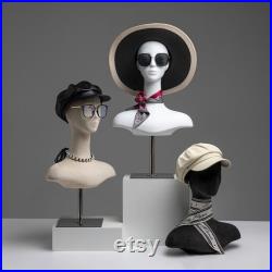 Suede mannequin head, Wig Hat stand,female headpiece display jewelry EARRING head block, dress form model dummy,headphone stand head