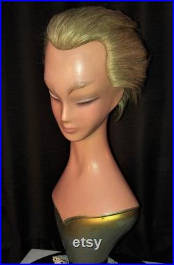 Super RARE 1920's Art Deco Display Mannequin Bust, Heavy Base, Human Hair, Air Brushed, Lamoureux Pierre Imans Paris Vintage Antique, 30's