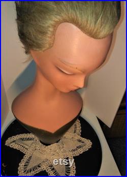 Super RARE 1920's Art Deco Display Mannequin Bust, Heavy Base, Human Hair, Air Brushed, Lamoureux Pierre Imans Paris Vintage Antique, 30's