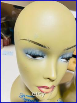 TRuE VINTAGE MANNEQUIN BeAUTY HEAD Wig Form Hat Display Ebony Wig Store Form Jewelry Display Store Display Head Wig Form Hat Stand