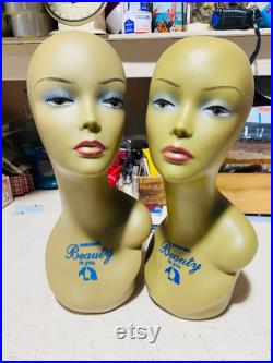 TRuE VINTAGE MANNEQUIN BeAUTY HEAD Wig Form Hat Display Ebony Wig Store Form Jewelry Display Store Display Head Wig Form Hat Stand