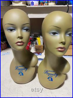 TRuE VINTAGE MANNEQUIN BeAUTY HEAD Wig Form Hat Display Ebony Wig Store Form Jewelry Display Store Display Head Wig Form Hat Stand