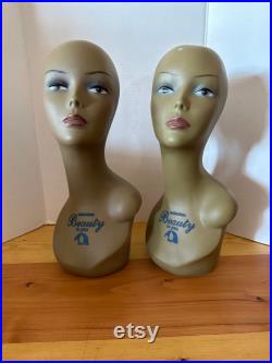 TRuE VINTAGE MANNEQUIN BeAUTY HEAD Wig Form Hat Display Ebony Wig Store Form Jewelry Display Store Display Head Wig Form Hat Stand