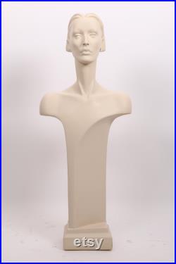 Tall 38 inches vintage modernist store display white mannequin female bust circa 1970s