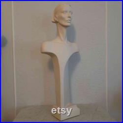 Tall 38 inches vintage modernist store display white mannequin female bust circa 1970s