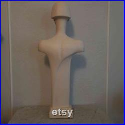 Tall 38 inches vintage modernist store display white mannequin female bust circa 1970s