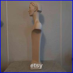 Tall 38 inches vintage modernist store display white mannequin female bust circa 1970s