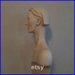 Tall 38 inches vintage modernist store display white mannequin female bust circa 1970s