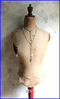 Tatty Antique Wasp Waist Mannequin Bust French Tailors Dummy Dress Form Corset Display 1800s Napoleon III