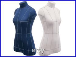 Torso with construction lines, Female sewing dress form mannequin, Form and Fashion Dress Forms for Perfect Fit and Style