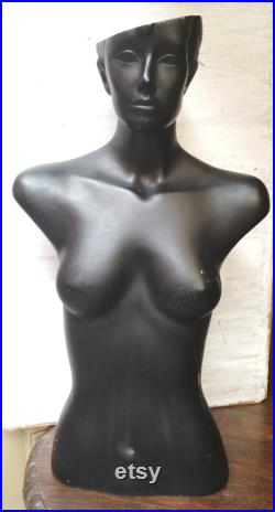 True Vintage Mannequin Black Female Mannequin Rare Antique Dark Display Storage Stand