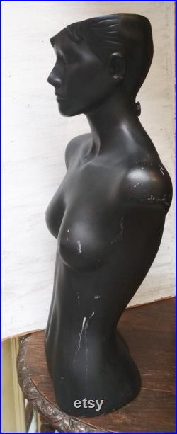 True Vintage Mannequin Black Female Mannequin Rare Antique Dark Display Storage Stand