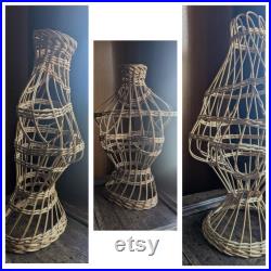 Two vintage wicker female upper body mannequins