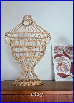Two vintage wicker female upper body mannequins