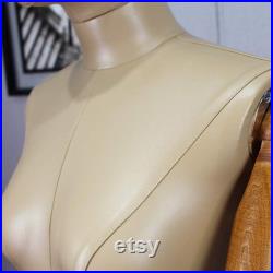 USAKHV Female Dress Form Mannequin Display Fiberglass Cloth Body with arms , Four Wheeled Base Model Stand 80F-21PU