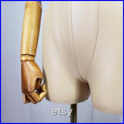 USAKHV Female Dress Form Mannequin Display Fiberglass Cloth Body with arms , Four Wheeled Base Model Stand 80F-21PU