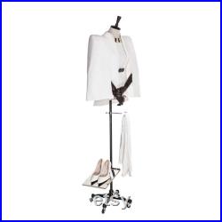 USAKHV Female Dress Form Mannequin Display Fiberglass Half Body with arms Wheeled Base Model Stand Store Home Display Ryan-2