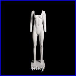 USAKHV Female Ghost Invisible Mannequin Full Body Fiberglass White Model Stand GH31S Wheel Base