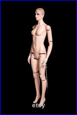 USAKHV Female Realistic Joints Adjustable Fiberglass Mannequin Full Body Model Stand FM01