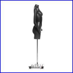 USAKHV Female Women 3 4 Half Body Ghost Invisible Mannequin Headless Fiberglass Model Professional Photo Wheeled Stand GH18 Black