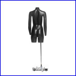 USAKHV Female Women 3 4 Half Body Ghost Invisible Mannequin Headless Fiberglass Model Professional Photo Wheeled Stand GH18 Black