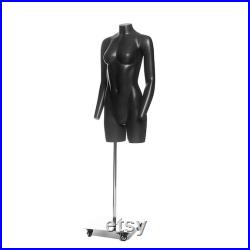 USAKHV Female Women 3 4 Half Body Ghost Invisible Mannequin Headless Fiberglass Model Professional Photo Wheeled Stand GH18 Black