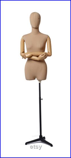 USAKHV Female Women Dress Form Mannequin Body with arms Head Base Store Display Model FK21-WO