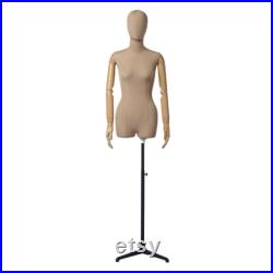 USAKHV Female Women Dress Form Mannequin Body with arms Head Base Store Display Model FK21-WO